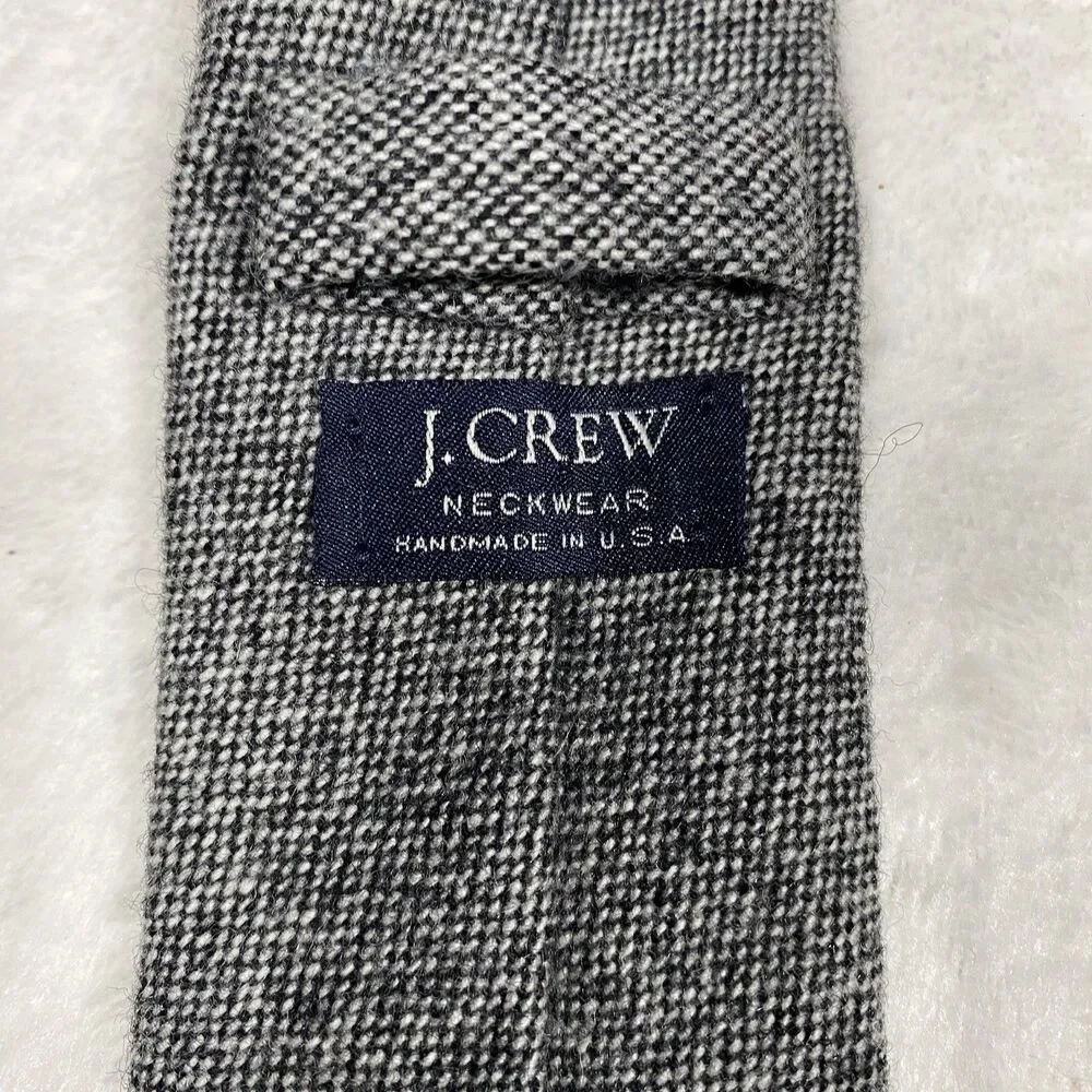 J. Crew Slim Wool Tie Birdseye Charcoal Gray Textured Professor Academia Preppy